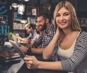 Young people in the library Stock Photo 07