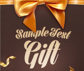 brown gift card with ribbon bow vector