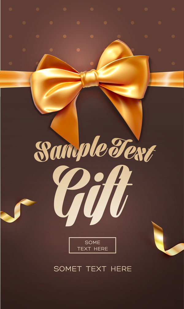 brown gift card with ribbon bow vector