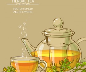 saflower tea vector background 01