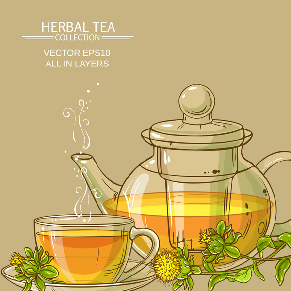 saflower tea vector background 01