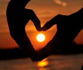 sunset in heart hands HD picture 07