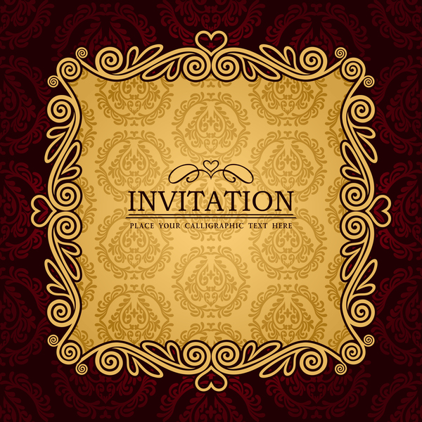 vintage invitation red card vector