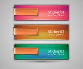 3 Kind color glass texture banners vector