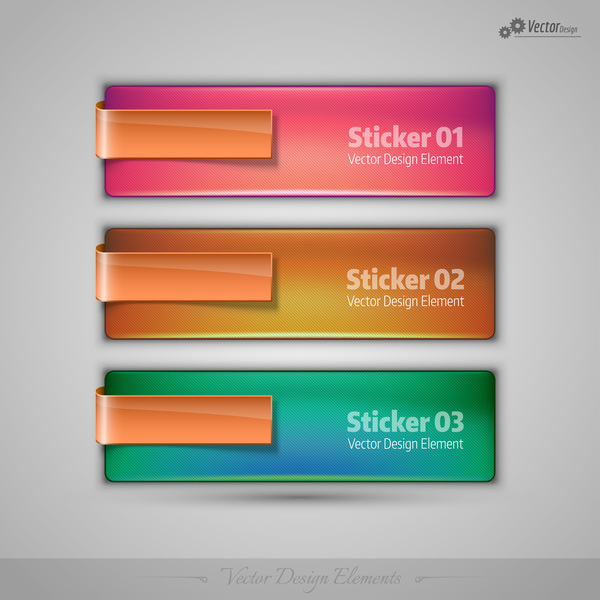 3 Kind color glass texture banners vector