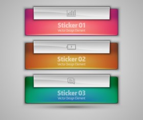 3 Kind glass texture banners vector