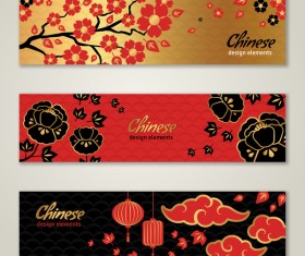 3 chinese styles banner vector