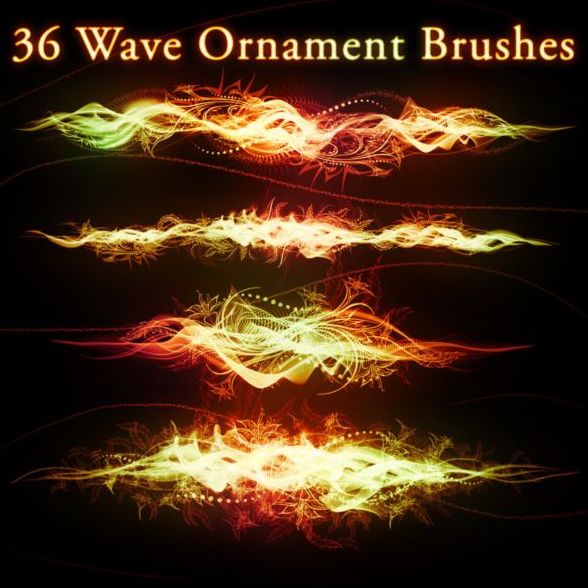36 Kind Wave Ornament Photoshop Brushes
