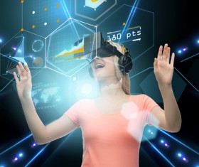 3D glasses virtual world Stock Photo 01