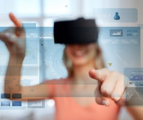 3D glasses virtual world Stock Photo 02