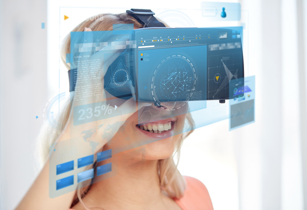 3D glasses virtual world Stock Photo 03