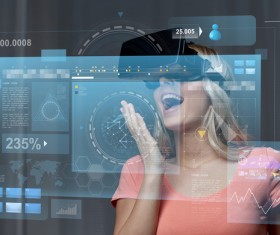 3D glasses virtual world Stock Photo 04