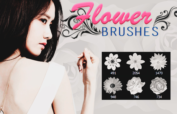 4 Flowers photoshop brushes