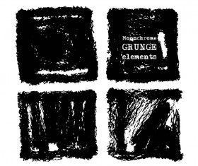 4 black ink brush background vector