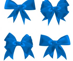 4 blue ribbon bows vector