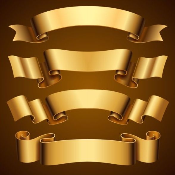 4 luxury golden ribbon vectors