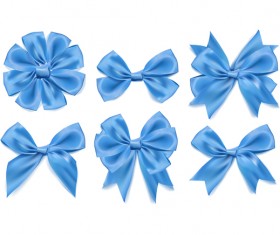6 Kind blue ribbon bow vector set