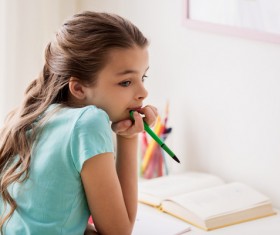 A little girl in a daze Stock Photo