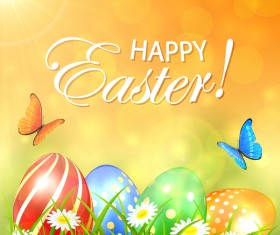 Abstract spring background with colored Easter eggs vector