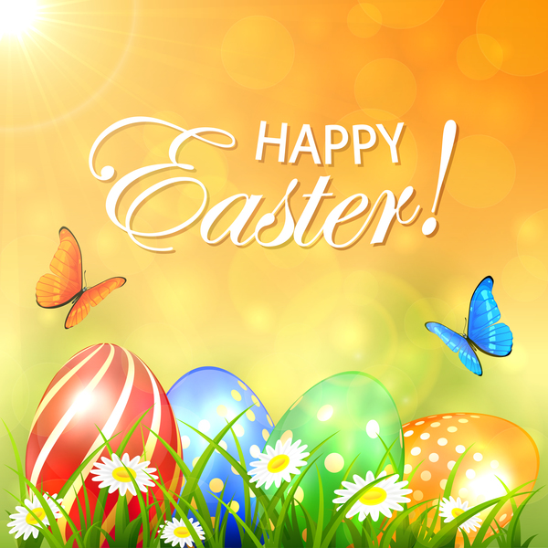 Abstract spring background with colored Easter eggs vector