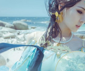 Asian costume dress up woman Stock Photo