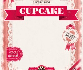 Bakery shop with cupcakes poster vintage vector 08