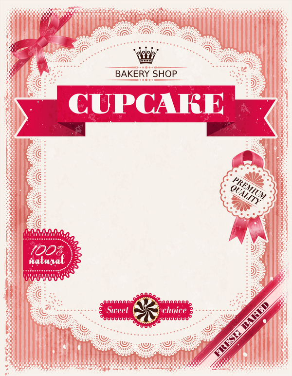 Bakery shop with cupcakes poster vintage vector 08