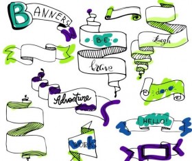 Band drawn ribbon banners vectors material 01
