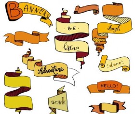 Band drawn ribbon banners vectors material 02