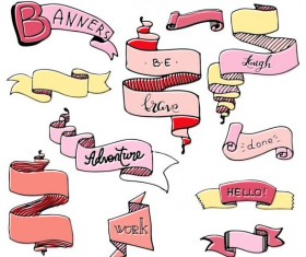 Band drawn ribbon banners vectors material 03