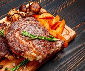 Barbecue with grilled mushrooms Stock Photo
