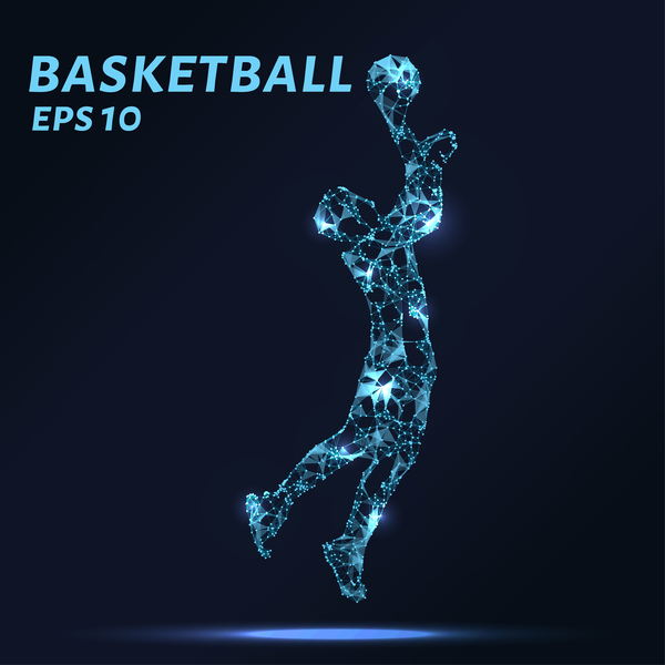 Basketball with points lines 3D vector 01