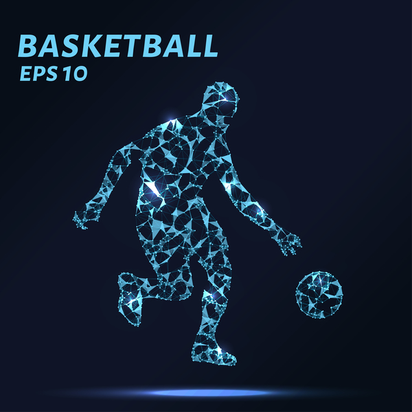 Basketball with points lines 3D vector 02