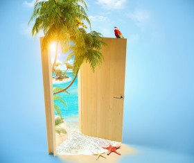 Beach open the door Stock Photo