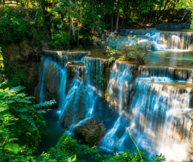 Beautiful Waterfall in Deep Forest with Sunlight HD picture 01