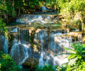 Beautiful Waterfall in Deep Forest with Sunlight HD picture 02