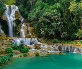 Beautiful Waterfall in Deep Forest with Sunlight HD picture 04