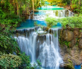 Beautiful Waterfall in Deep Forest with Sunlight HD picture 06