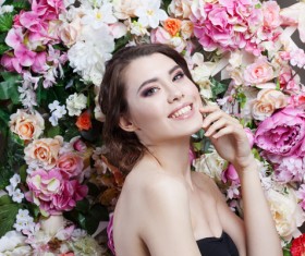 Beautiful fashion girl with flowers background HD picture 05