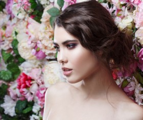 Beautiful fashion girl with flowers background HD picture 06