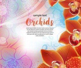 Beautiful orchids flowers vector backgrounds 03