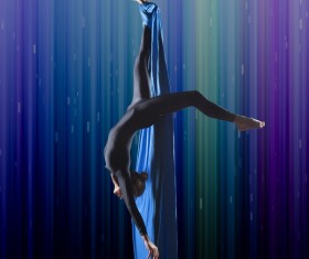 Beautiful woman dancing with aerial silk HD picture 03