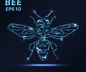 Bee with points lines 3D vector