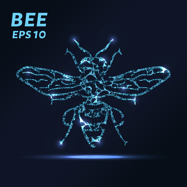 Bee with points lines 3D vector
