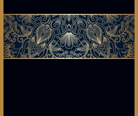 Black background with ornate ornament gold vector 01