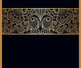 Black background with ornate ornament gold vector 02
