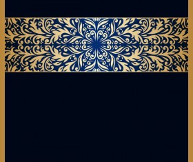 Black background with ornate ornament gold vector 04