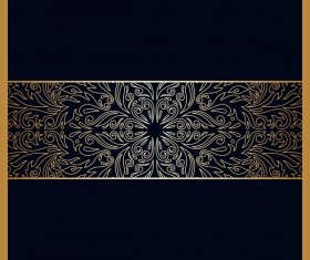 Black background with ornate ornament gold vector 05