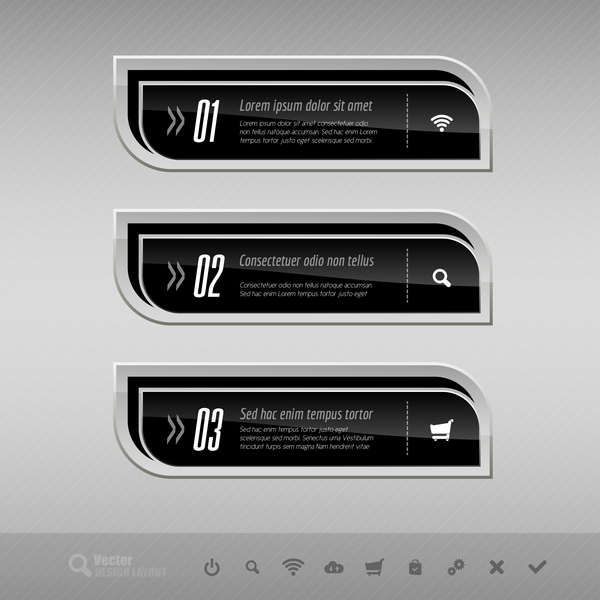 Black curves banners vector