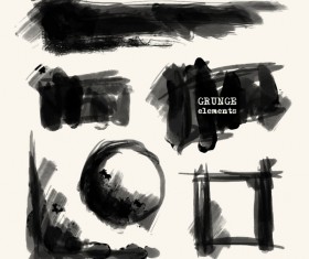 Black grunge brush vector set 04